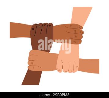 Multiracial tenant les mains ensemble pour un soutien Illustration de Vecteur