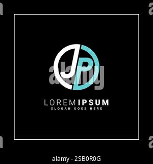 Modèle de logo vectoriel JP - icône simple pour la lettre initiale J et P monogramme Illustration de Vecteur