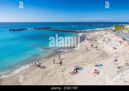 Tenerife, Costa Adeje plage de sable Banque D'Images