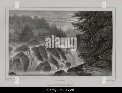 Lac, ITS supérieur, caractère, végétation, et, animaux, comparés à ceux de, autres, similaires, régions, Boston, Gould, Kendall, and, Lincoln, 1850, la scène représente un paysage serein avec une vaste étendue d'eau reflétant le paysage environnant. Des montagnes imposantes s'élèvent de façon spectaculaire en arrière-plan, leurs sommets accidentés entrecoupés de crêtes ondulées. Au premier plan, une ligne dense d'arbres encadre la composition, soulignant la tranquillité du cadre. L'horizon est marqué par un ciel spectaculaire rempli de nuages, ajoutant de la profondeur et du contraste à la vue. Ce blen harmonieux Banque D'Images