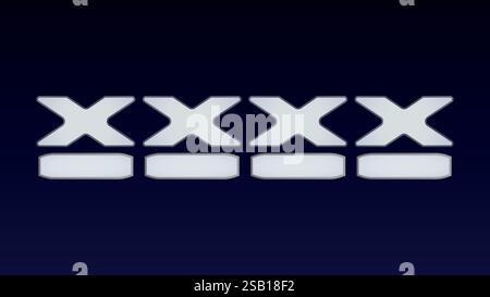 Indicateur de grève blanc et bleu avec symboles « X » lumineux et audacieux dans un design épuré. Illustration de Vecteur