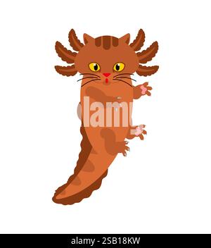 Cat axolotl isolé. Salamandre amphibie pour chaton Illustration de Vecteur