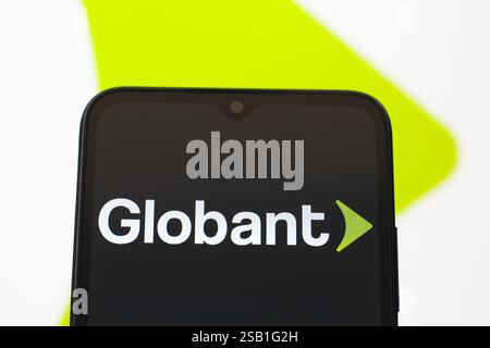 Canada. 31 janvier 2025. Dans cette illustration photo, le logo Globant est affiché sur l'écran d'un smartphone. (Photo de Thomas Fuller/SOPA images/SIPA USA) *** strictement à des fins éditoriales *** crédit : SIPA USA/Alamy Live News Banque D'Images