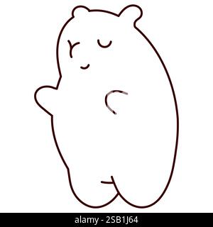 Kawaii contour mignon capybara. Dessin au trait de page à colorier. Illustration de Vecteur