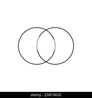 Symbole Vesica Piscis à contour noir avec deux cercles qui se chevauchent Illustration de Vecteur