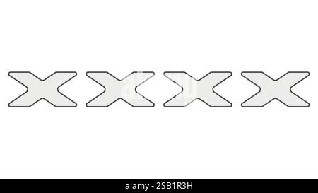 Indicateur de grève blanc et bleu avec symboles « X » lumineux et audacieux dans un design épuré. Illustration de Vecteur