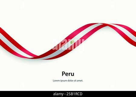 Drapeau du Pérou sur ruban ondulant. Modèle pour le jour de l'indépendance Illustration de Vecteur