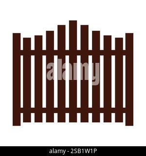 Icône de clôture en bois brun foncé Illustration de Vecteur