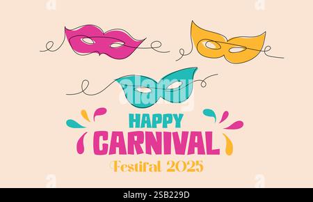 Masques de carnaval colorés sur fond clair Illustration de Vecteur
