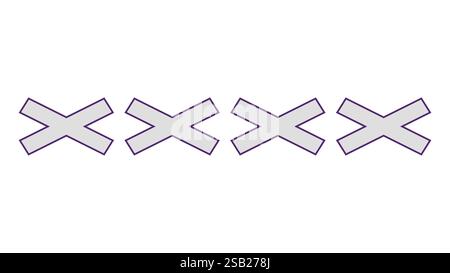 Indicateur de grève blanc et bleu avec symboles « X » lumineux et audacieux dans un design épuré. Illustration de Vecteur