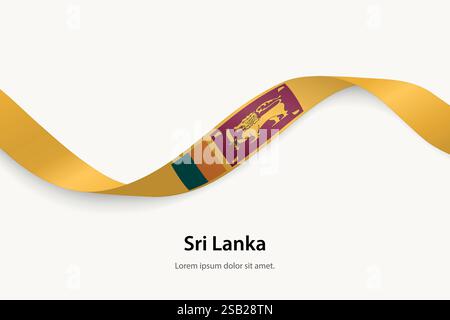 Drapeau du Sri Lanka sur le ruban ondulant. Modèle pour le jour de l'indépendance Illustration de Vecteur