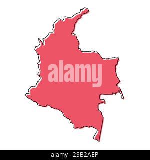 Forme de la carte de Colombie, illustration vectorielle de symbole de concept plat de web de voyage. Illustration de Vecteur