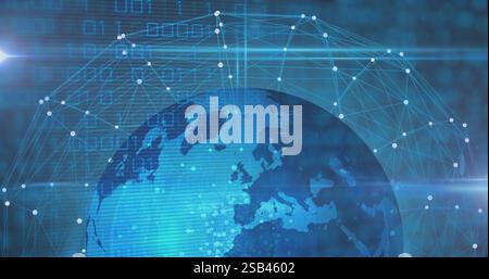 Connexions réseau numériques sur l'image de la Terre en rotation Banque D'Images