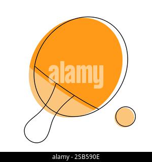 Dessin détaillé d'une balle de tennis et d'une raquette, présentant les principaux outils utilisés dans le gameplay de tennis. Illustration de Vecteur