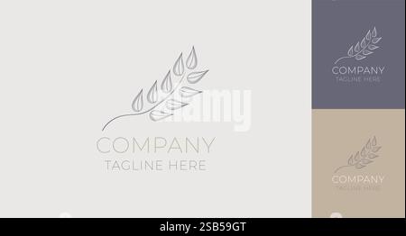 Feuilles ou branche élégant logo minimal Design en couleurs naturelles Illustration de Vecteur