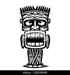 Sculpture tribale complexe représentant un symbole culturel fort du patrimoine polynésien Illustration de Vecteur