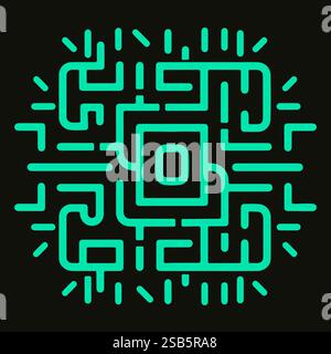 Motif géométrique abstrait néon avec des lignes et des formes complexes sur un fond sombre Illustration de Vecteur