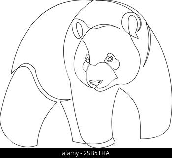 Silhouette à motif ours panda à une ligne. Illustration vectorielle de style minimaliste dessinée à la main Illustration de Vecteur