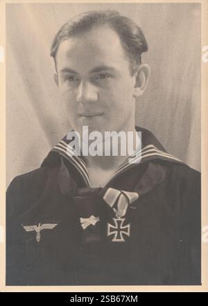 Vintage WWII Allemand Kriegsmarine Sailor Portrait (vers 1940s) Banque D'Images