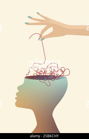 Une personne émotionnelle fatiguée lutte contre le stress et le surmenage. Illustration vectorielle. Illustration de Vecteur