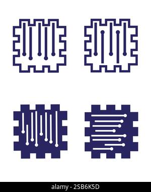 Vecteur de carte de circuit imprimé de l'ensemble de conception d'icône, ensemble de logo de circuit, illustration vectorielle de conception de logo de technologie Illustration de Vecteur