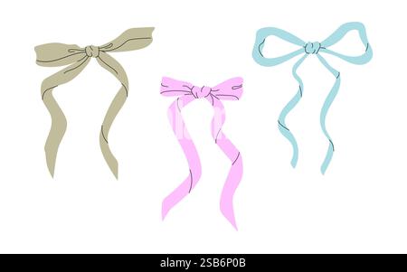 Trois arcs, un beige, un rose et un bleu clair, sont disposés sur un fond blanc. Illustration de Vecteur