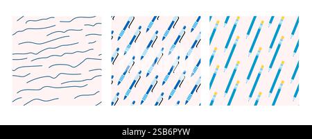 Fond sans couture de l'école. Éducation, concept de science. Stylo de retour à l'école griffonne un motif sans couture. Illustration de Vecteur