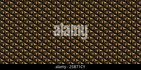 illustration de rendu 3d d'une paroi triangulaire. Motif sans couture en pyramide poly doré de luxe. Décoration de style art déco. Banque D'Images