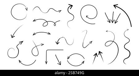 Définir les icônes de flèche, Collection différents types de signe de flèches. Flèches vectorielles noires fichier vectoriel entièrement éditable Illustration de Vecteur