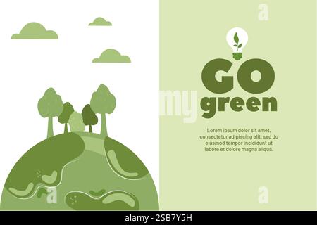 Promouvoir la sensibilisation à l'environnement par l'illustration de la vie verte Illustration de Vecteur