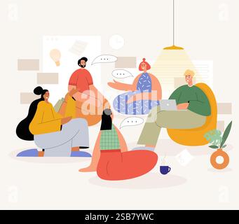 Séance de brainstorming. Illustration commerciale. Concept de recherche d'idées. Réunion d'affaires et concept de brainstorming de projet. Illustration de Vecteur