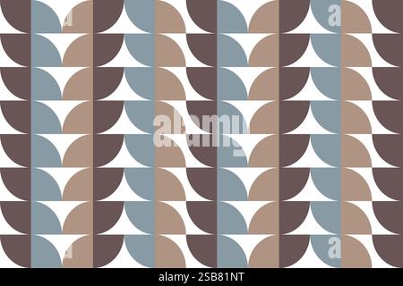 Motif géométrique avec des formes qui se chevauchent dans les tons de bleu, marron et beige Illustration de Vecteur