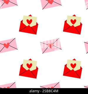 Modèle d'enveloppes colorées avec des coeurs pour des occasions romantiques et des célébrations Illustration de Vecteur