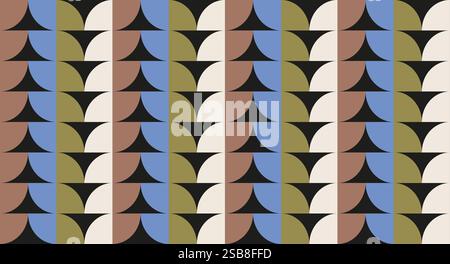 Motif géométrique abstrait avec des courbes et des formes dans plusieurs couleurs Illustration de Vecteur