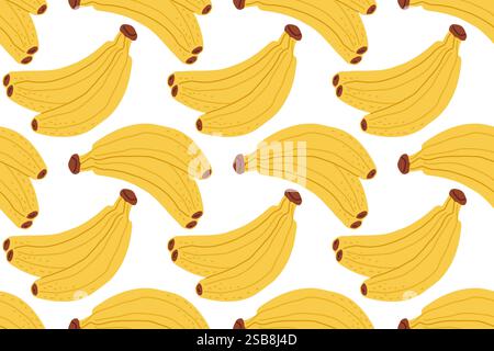 Bananes jaune vif disposées selon un motif répétitif sur un fond blanc Illustration de Vecteur