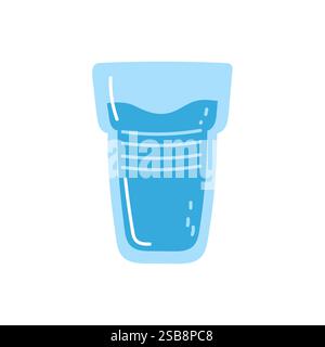De l'eau fraîche dans une tasse en verre bleu sur un fond clair pour l'hydratation et le bien-être Illustration de Vecteur
