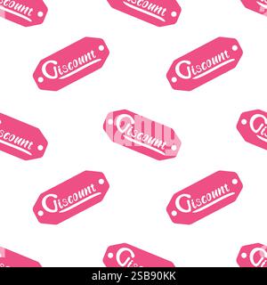 Étiquettes de réduction dans un motif rose vif affiché sur un fond blanc Illustration de Vecteur
