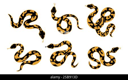 Vecteur de silhouette de serpent sur l'ensemble blanc Illustration de Vecteur