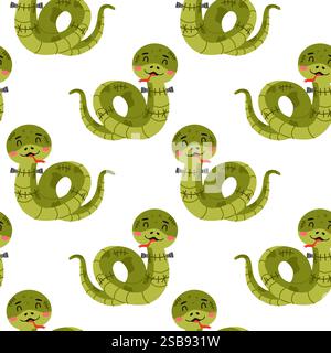 Motif sans couture de serpent piqué de dessin animé Illustration de Vecteur