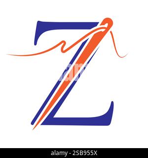 Lettre Z aiguille de couture logo Design pour broder, textile, mode, tissu, symbole de tissu Illustration de Vecteur