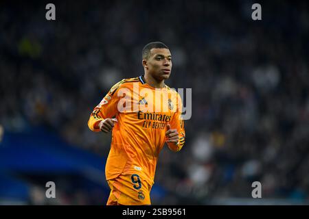 Cornella El Prat, ESP. 1er février 2025. RCD ESPANYOL vs REAL MADRID 1 février 2025 Mbappe (9) du Real Madrid lors du match entre le RCD Espanyol et le Real Madrid correspondant à la vingt-deux journée de la Liga EA Sports au stade RCDE de Barcelone, Espagne. Crédit : Rosdemora/Alamy Live News Banque D'Images