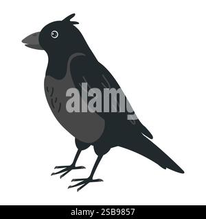 Oiseau noir avec des caractéristiques distinctes debout gracieusement dans une pose simple Illustration de Vecteur