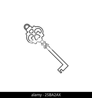 Touches icône de ligne unique, touches icône de ligne comestible trait, conception d'icône de ligne de clé de maison, dessin continu d'une ligne de clé, dessin continu de clé numérique Illustration de Vecteur