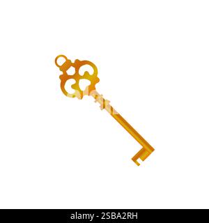 Vintage Key vieille icône illustration vectorielle isolée sur fond blanc, clipart graphique design plat de dessin animé rétro rétro de clé antique Illustration de Vecteur