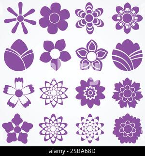 Ensemble de fleurs. Icônes vectorielles florales. Illustration Illustration de Vecteur