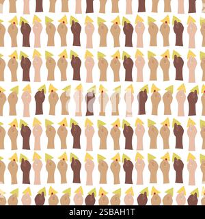 Les mains femelles et masculines différentes tiennent des épinards ou des nachos de maïs Seamless Pattern. Cuisine mexicaine appréciée. Illustration vectorielle isolée cartes thématiques, bannière publicitaire ou web promo, dépliants, papier peint tag Illustration de Vecteur