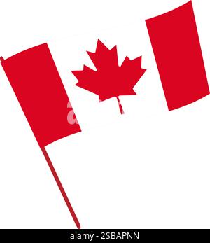Le drapeau national du Canada sur un mât de drapeau. Illustration vectorielle avec fond transparent. Illustration de Vecteur