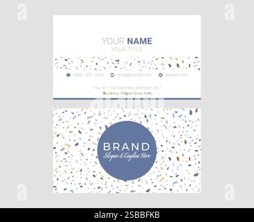 Carte de visite minimaliste Terrazzo moderne blanche et bleue Illustration de Vecteur