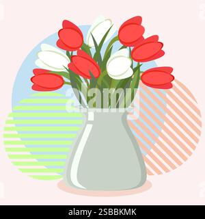 Bouquet de fleurs de tulipe de printemps dans un vase Illustration de Vecteur