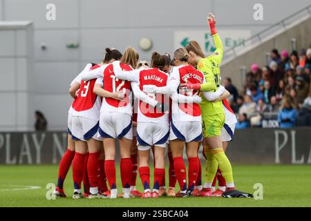 Manchester, Royaume-Uni. 02 février 2025. Joie Stadium, Manchester, Angleterre, 2 janvier 2025 : joueurs d'Arsenal avant le match de Super League féminin entre Manchester City et Arsenal au joie Stadium de Manchester, Angleterre. (Sean Chandler/SPP) crédit : photo de presse sportive SPP. /Alamy Live News Banque D'Images
